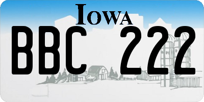 IA license plate BBC222