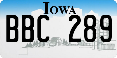 IA license plate BBC289