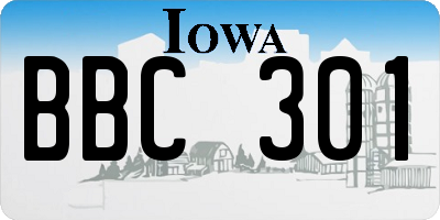 IA license plate BBC301