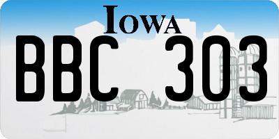 IA license plate BBC303