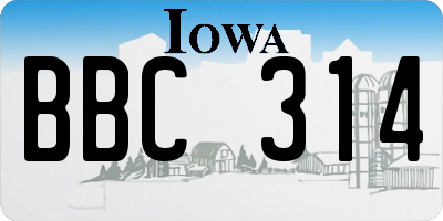 IA license plate BBC314