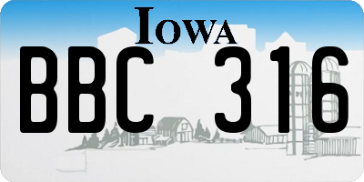 IA license plate BBC316