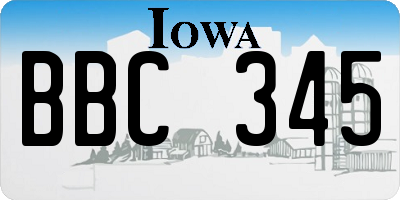 IA license plate BBC345