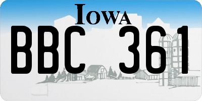 IA license plate BBC361