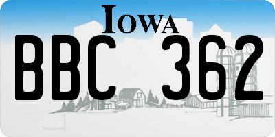 IA license plate BBC362