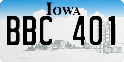IA license plate BBC401