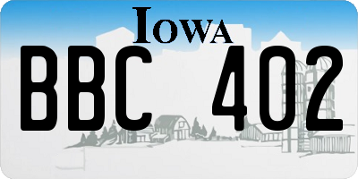 IA license plate BBC402