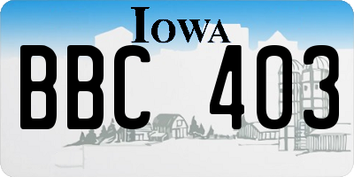 IA license plate BBC403