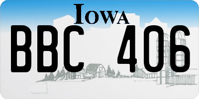 IA license plate BBC406