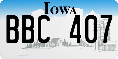 IA license plate BBC407