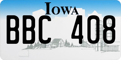 IA license plate BBC408