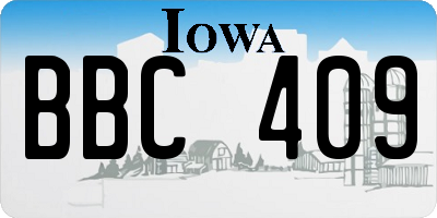 IA license plate BBC409