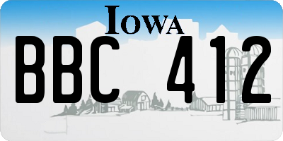 IA license plate BBC412
