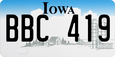 IA license plate BBC419