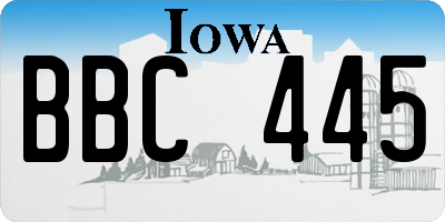 IA license plate BBC445