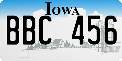 IA license plate BBC456