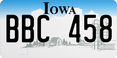 IA license plate BBC458
