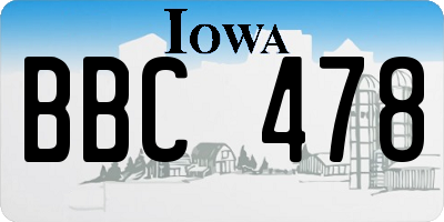 IA license plate BBC478
