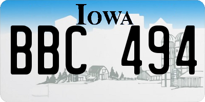 IA license plate BBC494