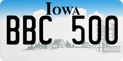 IA license plate BBC500