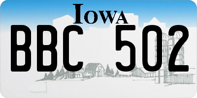 IA license plate BBC502