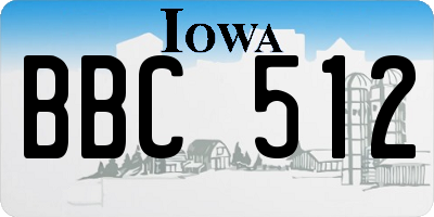 IA license plate BBC512