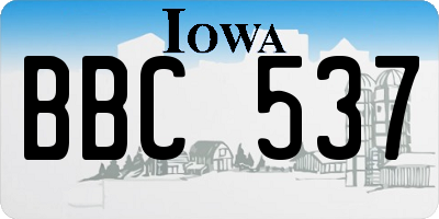 IA license plate BBC537