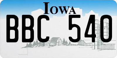 IA license plate BBC540