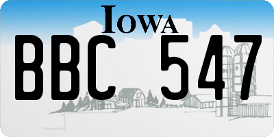 IA license plate BBC547