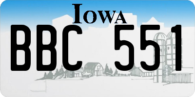 IA license plate BBC551