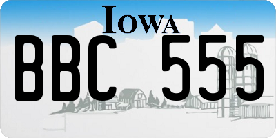 IA license plate BBC555