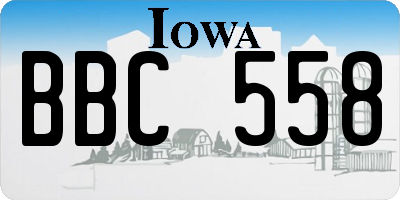 IA license plate BBC558