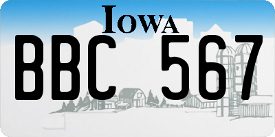 IA license plate BBC567