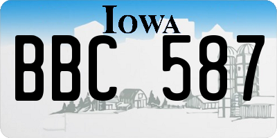 IA license plate BBC587