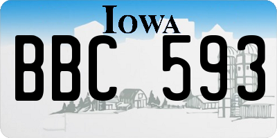 IA license plate BBC593