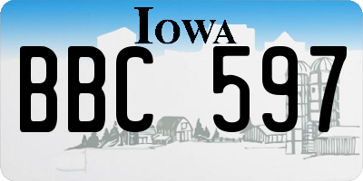 IA license plate BBC597