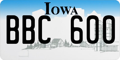 IA license plate BBC600