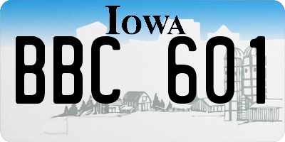 IA license plate BBC601
