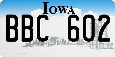 IA license plate BBC602