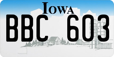 IA license plate BBC603