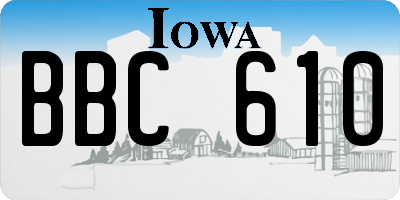 IA license plate BBC610