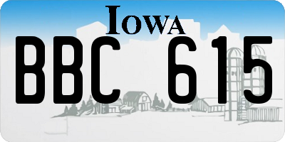 IA license plate BBC615