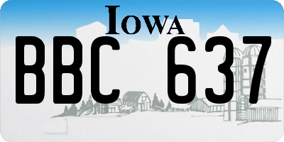 IA license plate BBC637