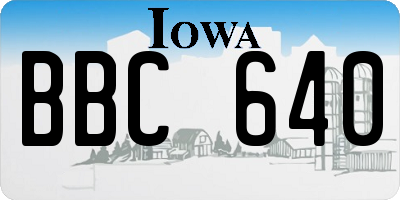 IA license plate BBC640