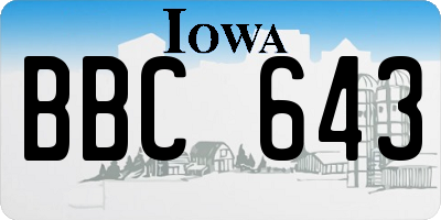IA license plate BBC643