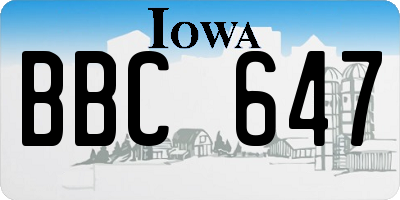 IA license plate BBC647