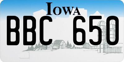 IA license plate BBC650