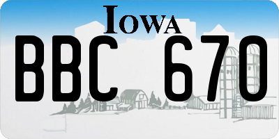 IA license plate BBC670