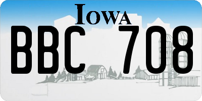 IA license plate BBC708