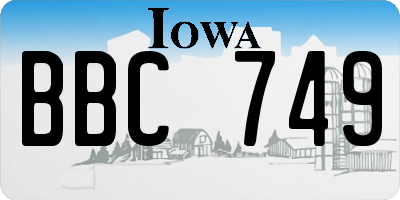 IA license plate BBC749